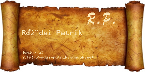 Rádai Patrik névjegykártya